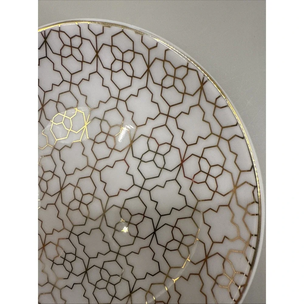 Kendra Scott Gold Filigree Ceramic Ring‎ Holder Jewelry Trinket Dish 4.5